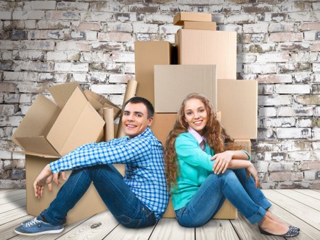 Movers handling student belongings during a Homerton move
