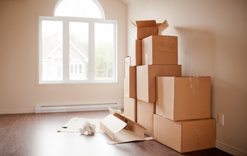 Professional flat removals planning in Homerton with boxes and furniture