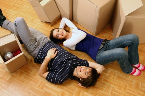 Packed student belongings ready for collection from a Homerton flatshare